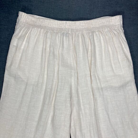 Tahari Linen Wide Leg Cropped Pants Women XL High Rise Pockets Cottage Core Boho - Picture 7 of 15